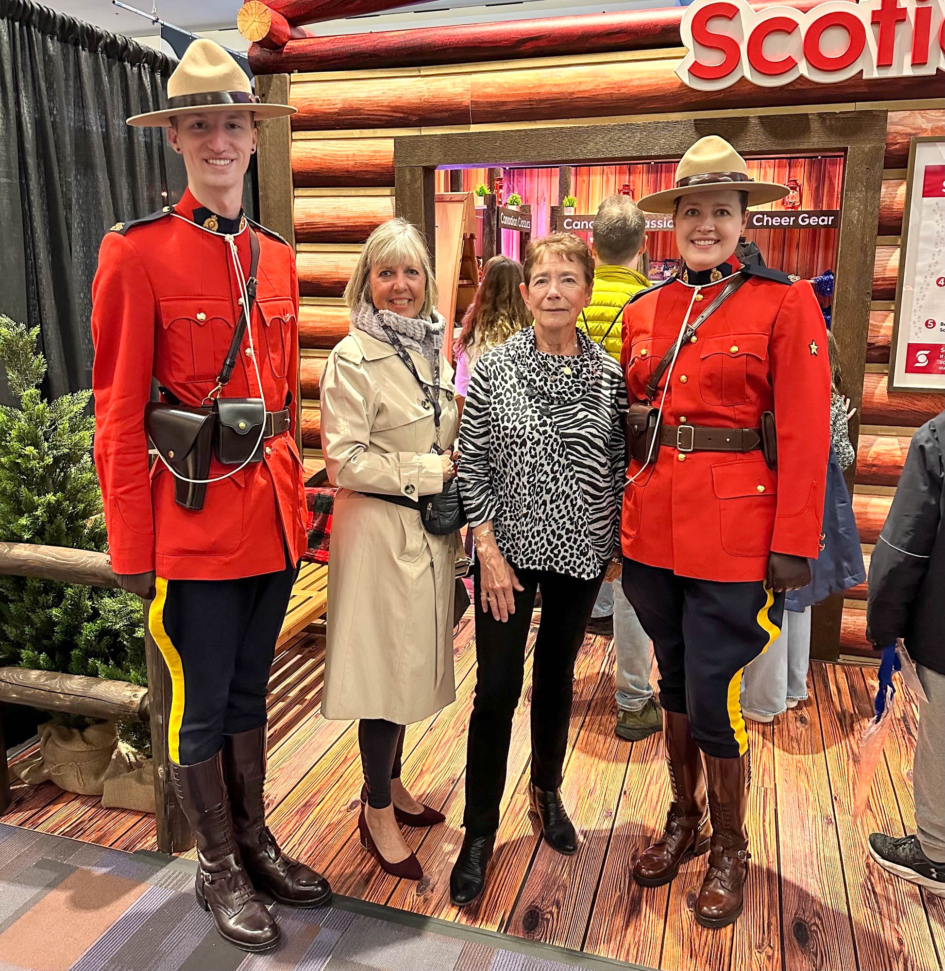 Sunday, February 9, 2025 – Senators Marty Deacon and Bev Busson, centre, with representatives of the RCMP in ceremonial uniform; Invictus Games; Invictus Village; Vancouver, British Columbia.
